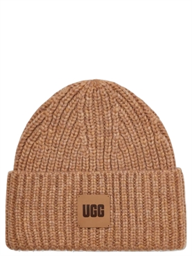 UGG Chunky Rib Beanie W. Logo, Camel 